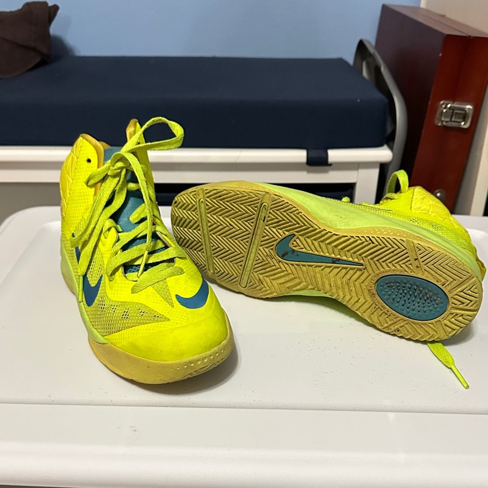 Nike Kids Neon Yellow and Blue Sneakers